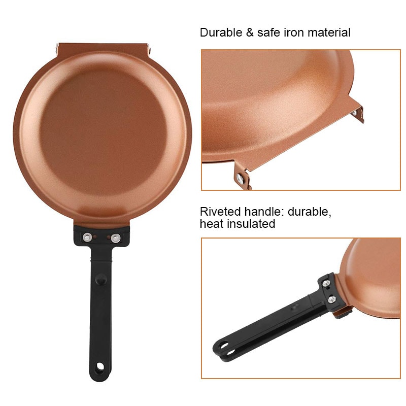 Non-stick Double Side Pancake Pan Ceramic Coating Flip Frying Pan for Eggs, Pancakes & Grilling
