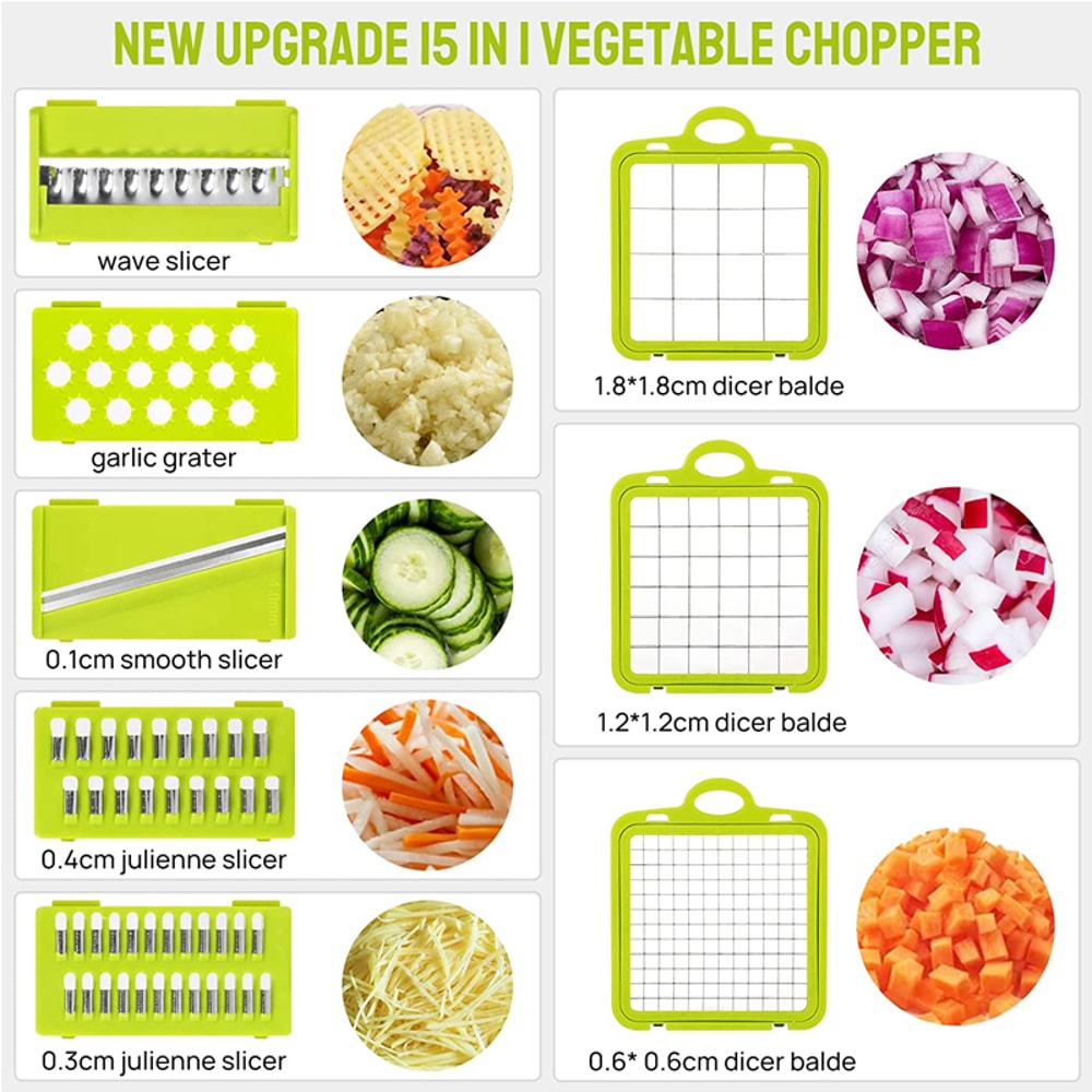 Vegetable Chopper Dicer with Blades and Container Mandoline for Potato, Onion, Tomato, and Veggies