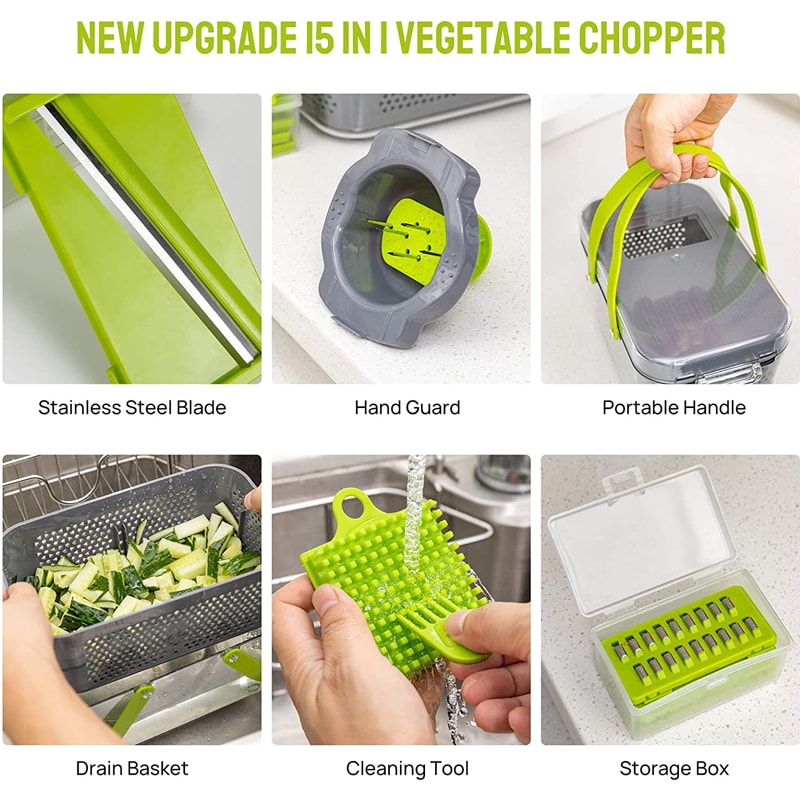 Vegetable Chopper Dicer with Blades and Container Mandoline for Potato, Onion, Tomato, and Veggies
