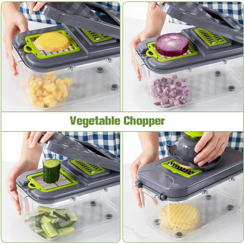 Vegetable Chopper Dicer with Blades and Container Mandoline for Potato, Onion, Tomato, and Veggies