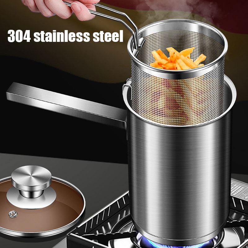 Thickened Stainless Steel Deep Fryer Pot With Basket And Lid Large Frying Pot For Chicken Pasta Mo 1