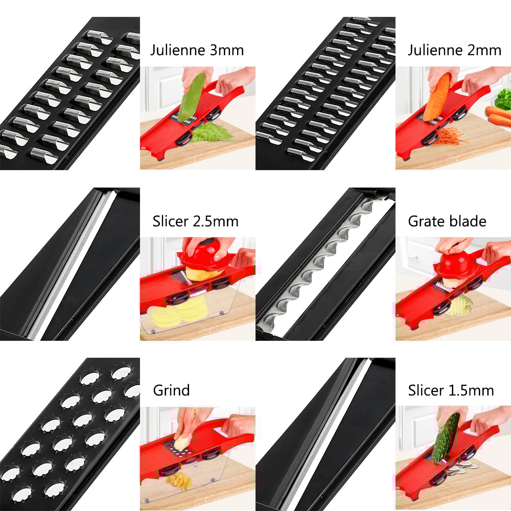 Mandoline Slicer & Vegetable Cutter Set Multi-function Kitchen Gadget for Slicing, Dicing, and Grating Fruits.