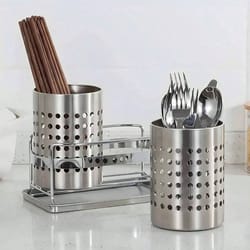 stainless steel chopstick holder and cylindrical cutlery storage box organizer