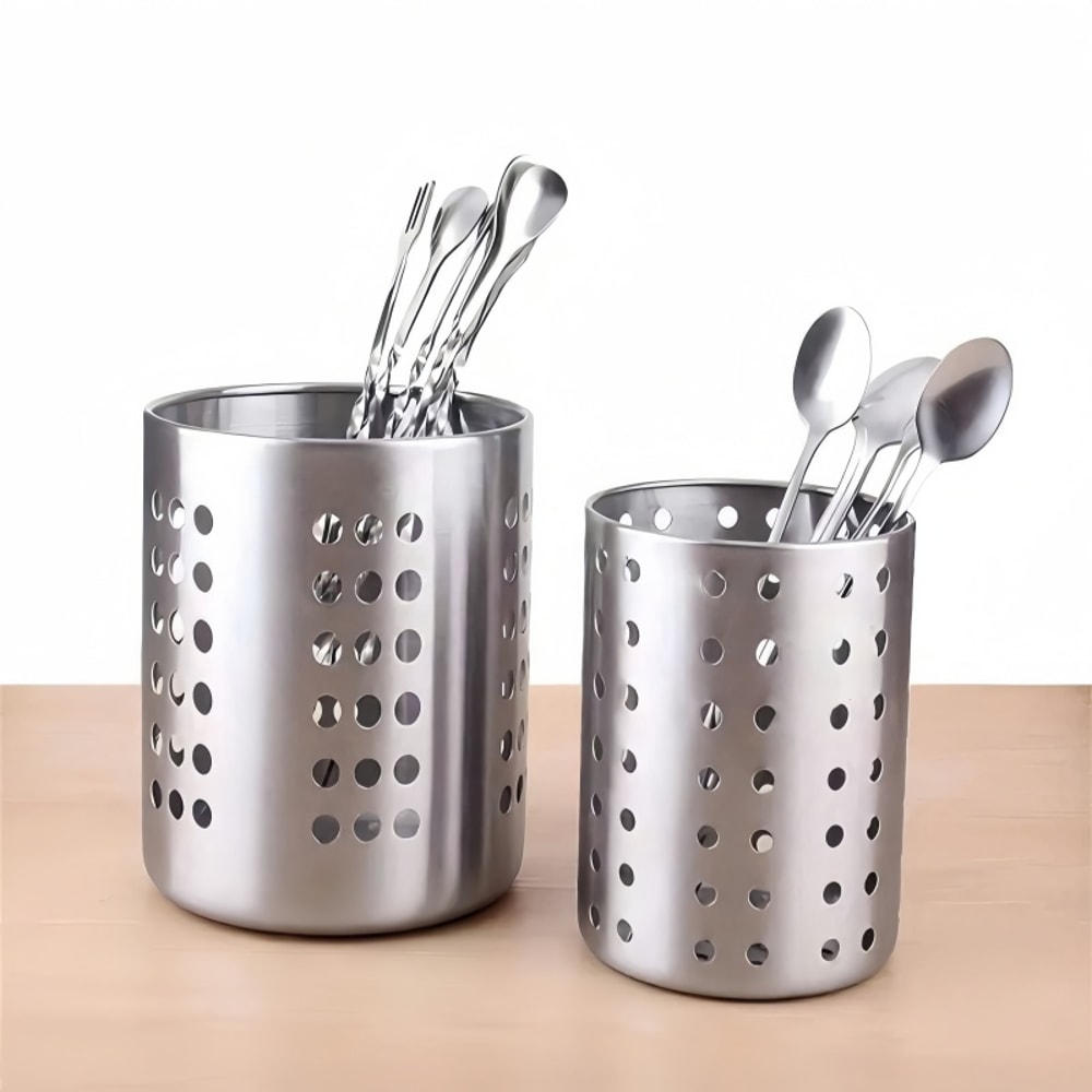 Stainless Steel Chopstick Holder And Cylindrical Cutlery Storage Box Organizer 3