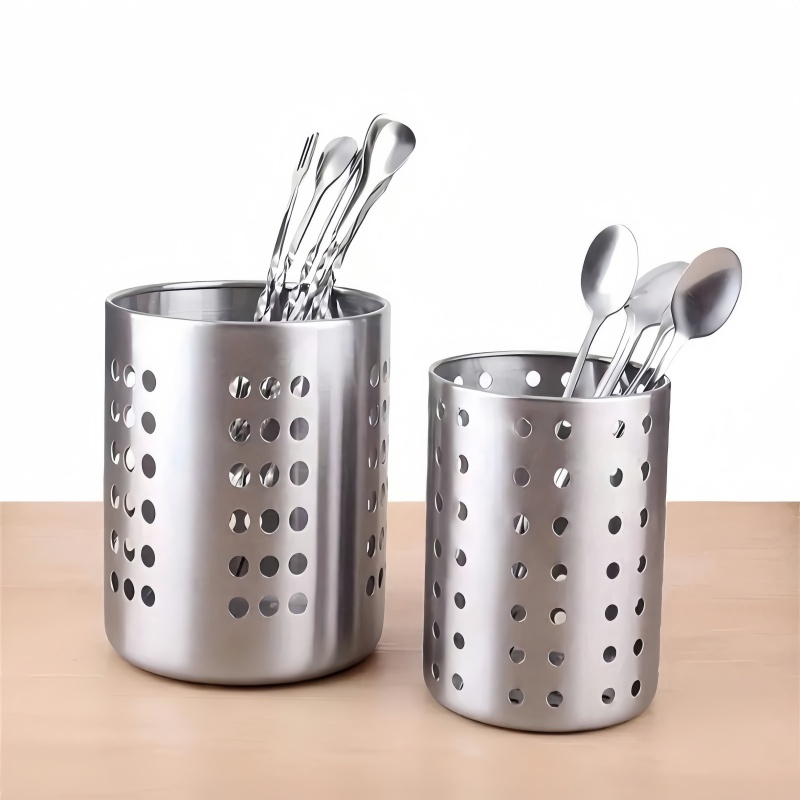 Stainless Steel Chopstick Holder And Cylindrical Cutlery Storage Box Organizer 3