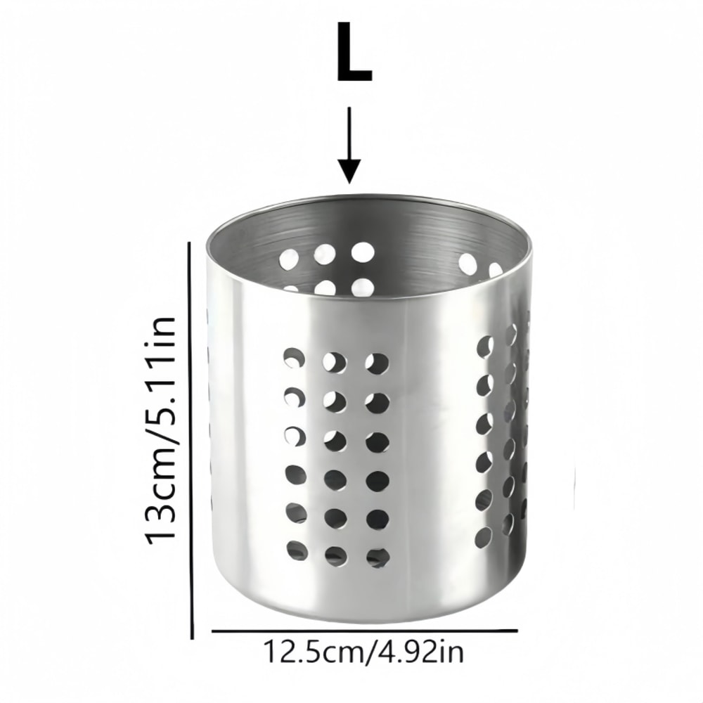Stainless Steel Chopstick Holder And Cylindrical Cutlery Storage Box Organizer 6