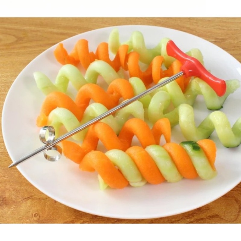 Stainless Steel Vegetable Spiral Cutter for Potatoes, Carrots & Cucumbers DIY Fruit & Vegetable Decoration Knife