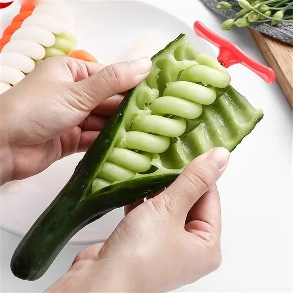 Stainless Steel Vegetable Spiral Cutter for Potatoes, Carrots & Cucumbers DIY Fruit & Vegetable Decoration Knife