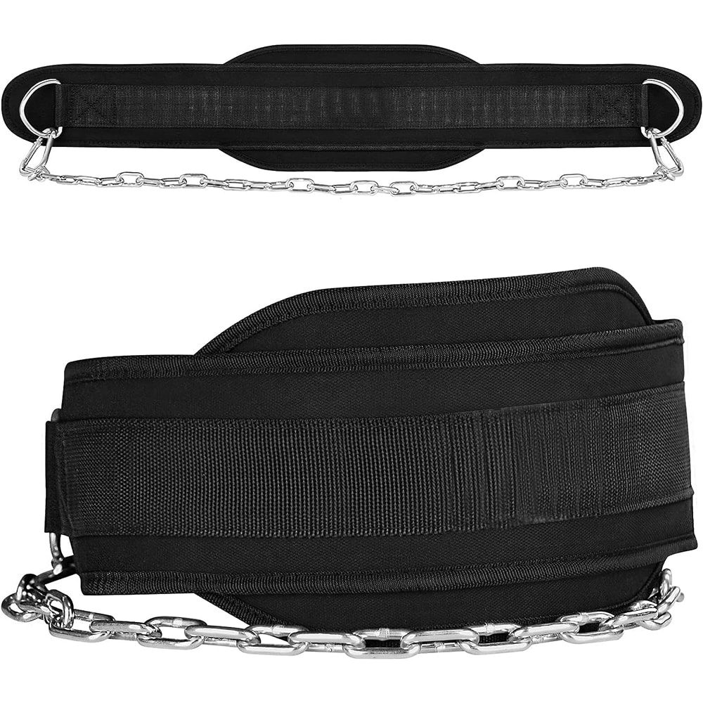 Heavy Duty Steel Chain Dip Belt for Weightlifting, Adjustable Fitness Belt