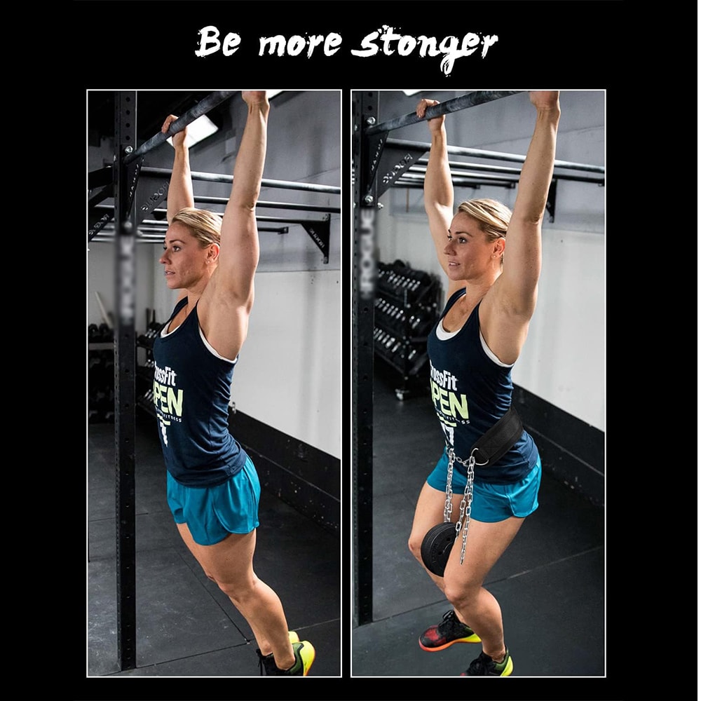 Heavy Duty Steel Chain Dip Belt for Weightlifting, Adjustable Fitness Belt