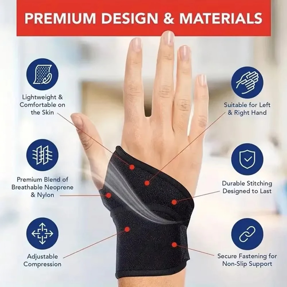 Self-Heating Magnetic Therapy Wrist Wrap for Pain Relief & Hand Warmth