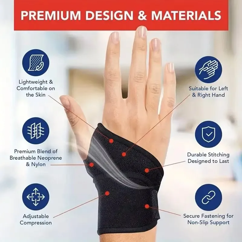 Self-Heating Magnetic Therapy Wrist Wrap for Pain Relief & Hand Warmth
