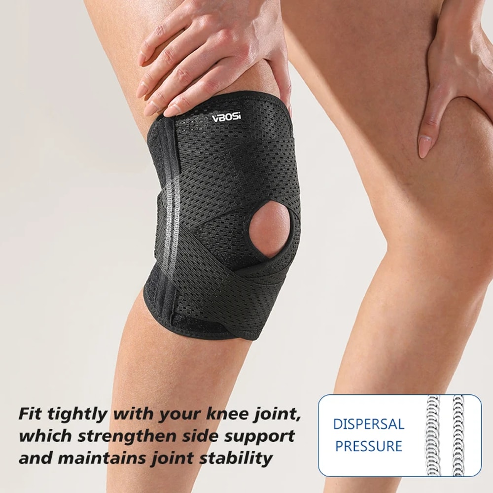 Compression Knee Support Brace with Side Stabilizers for ACL, Meniscus & Arthritis Relief