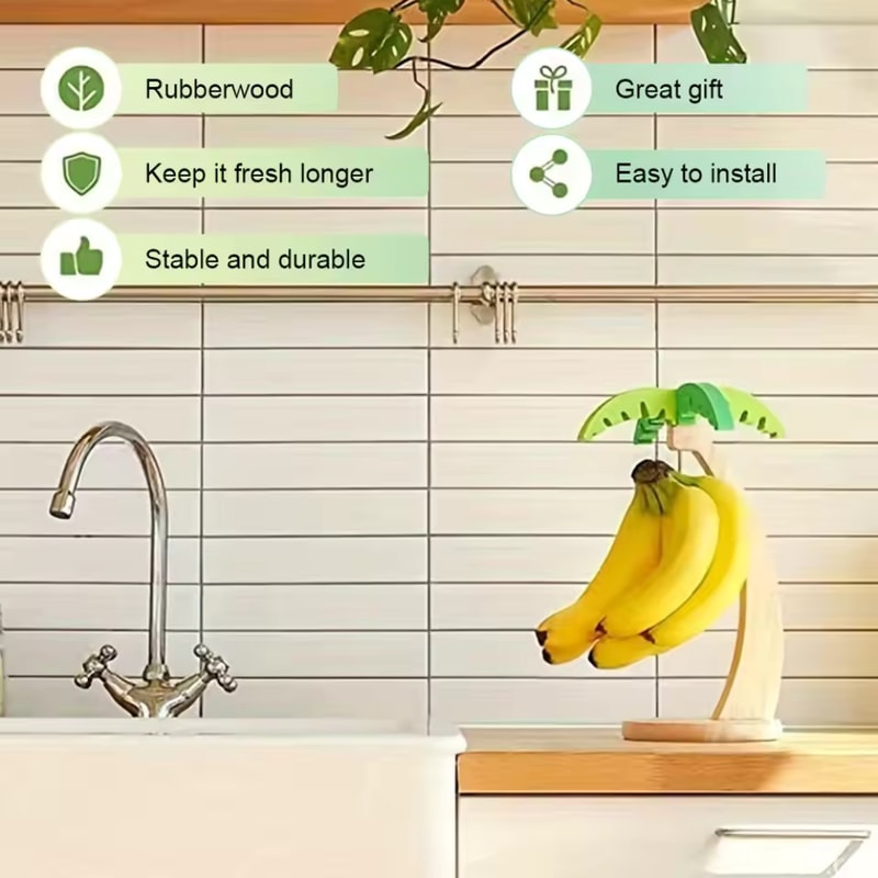 Modern Wooden Banana Hanger MultiPurpose Palm Tree Fruit Organizer For Kitchen Home Decor 3