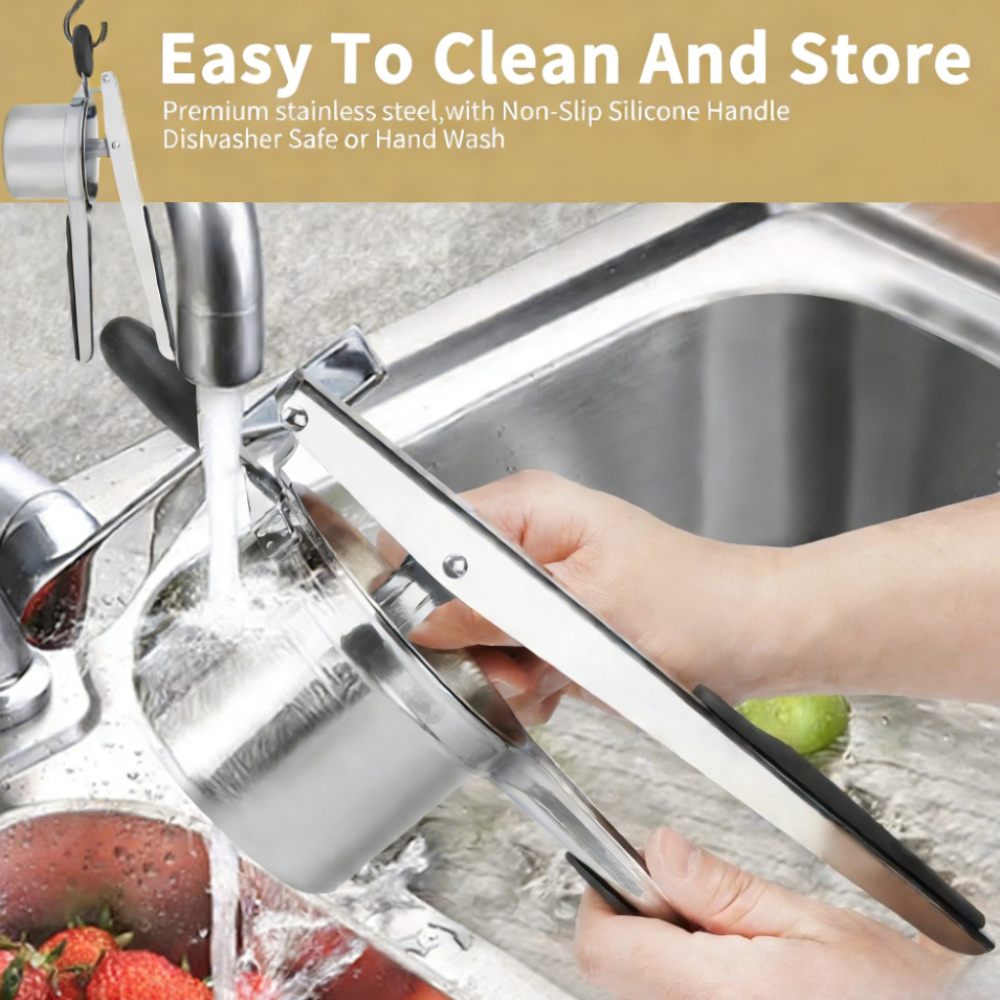 Heavy Duty Stainless Steel Potato Ricer with Non-Slip Handles Perfect for Mashed Potatoes, Fruit, and Vegetables
