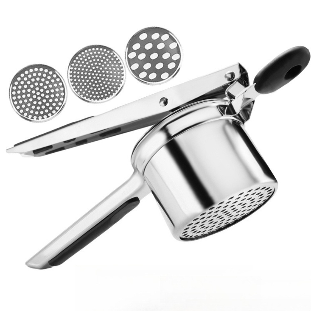 Heavy Duty Stainless Steel Potato Ricer with Non-Slip Handles Perfect for Mashed Potatoes, Fruit, and Vegetables