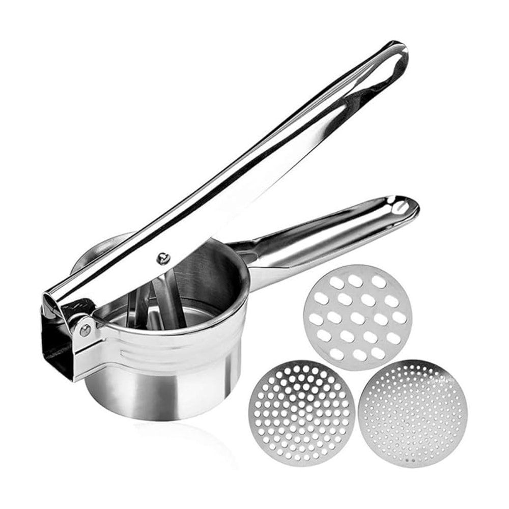Manual Potato Masher Stainless Steel Ricer With Interchangeable Discs For Perfect Mashed Potatoes C 3