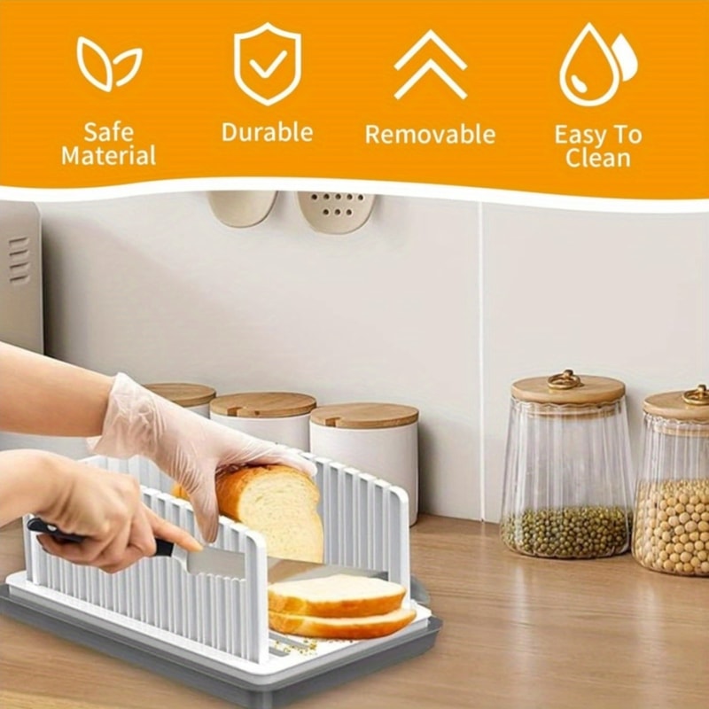 Adjustable Bread Slicer With Crumb Tray Multifunctional Folding Manual Slicer For Homemade Bread 1