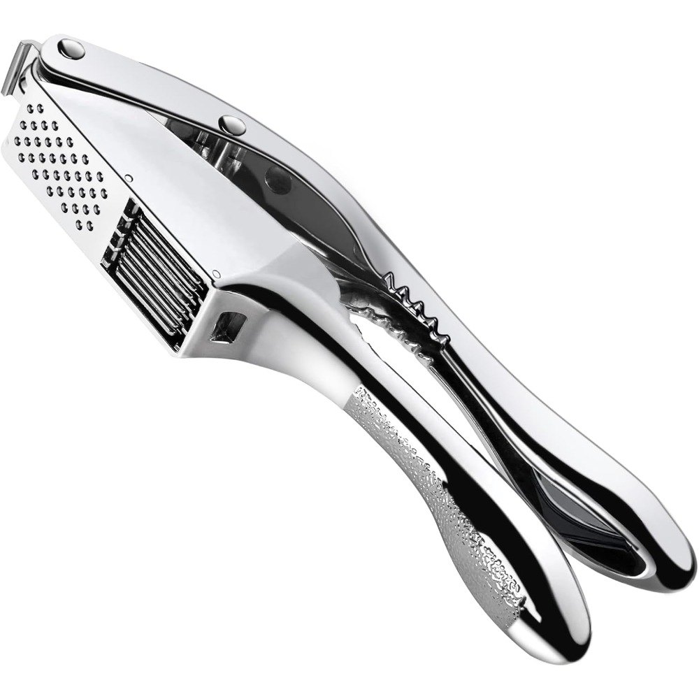 Stainless Steel Garlic Press & Slicer Anti-Rust Ginger Crusher for Effortless Squeezing and Slicing in the Kitchen
