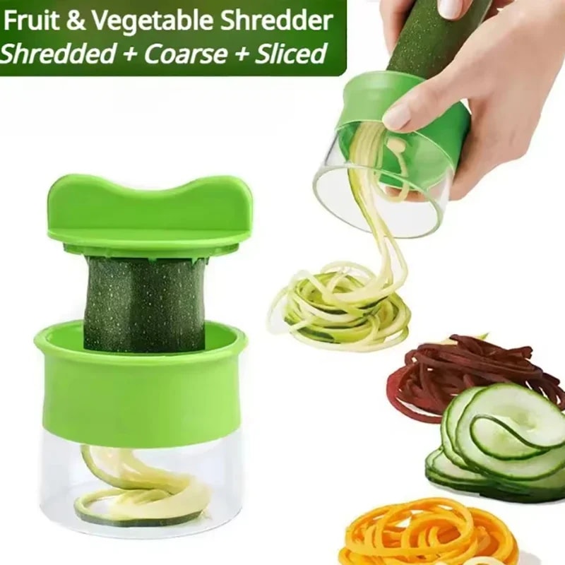 Handheld Spiral Vegetable and Fruit Shredder Tool Multifunction Manual Grater for Radish, Cucumber, and More