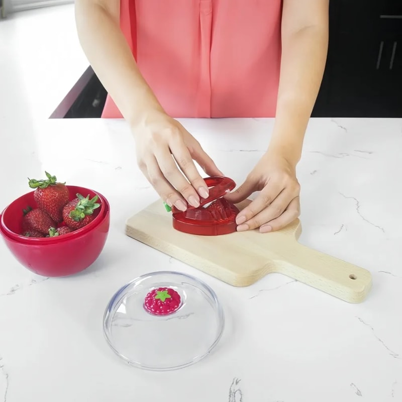 Strawberry Slicer Stainless Steel Cutter Sharp Blade Tool for Cake Decoration, Dessert Cups & Homemade Bread