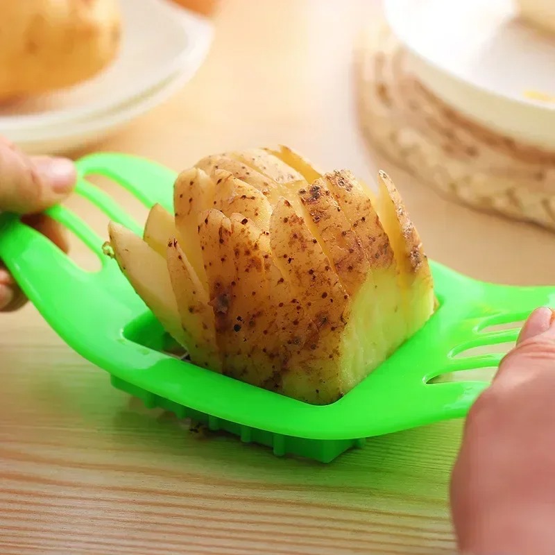 Stainless Steel Potato Cutter Slicer Masher Vegetable Cutting Tool for Fries, Veggies, and More