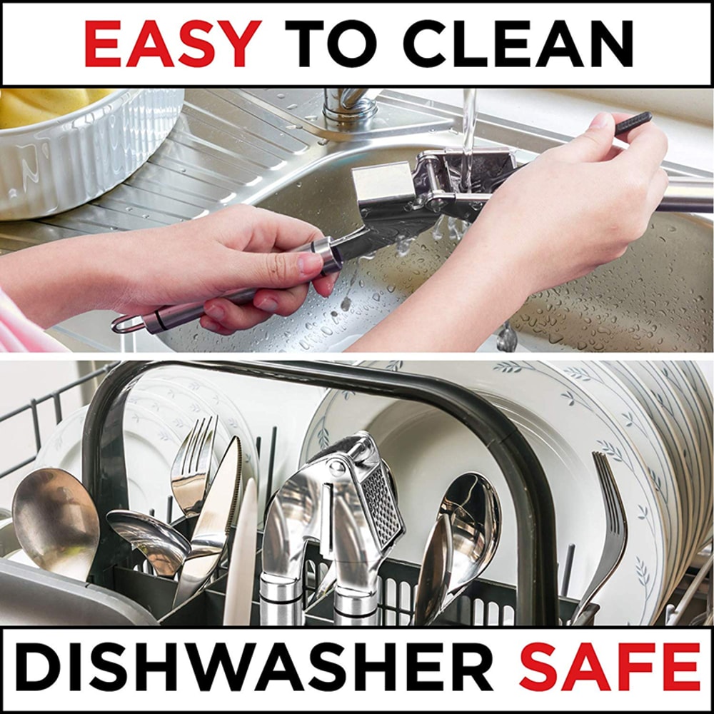 Stainless Steel Garlic Press Kit Rust Proof Garlic Mincer with Silicone Garlic Roller Peeler