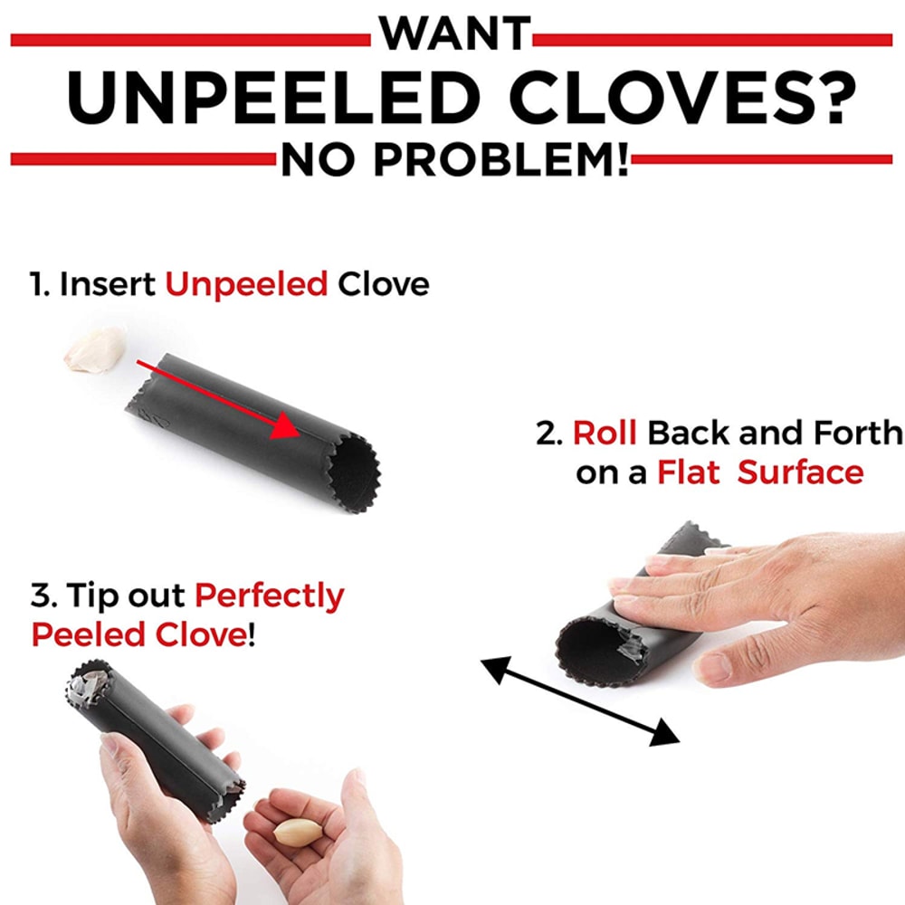 Stainless Steel Garlic Press Kit Rust Proof Garlic Mincer with Silicone Garlic Roller Peeler