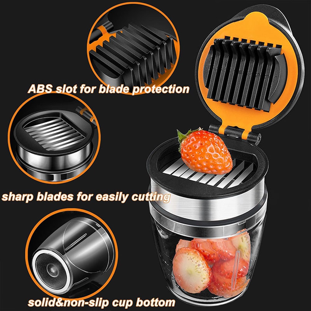 Mini Fruit Slicer & Chopper Stainless Steel Strawberry, Egg, Banana, Grape, Kiwi Cutter Kitchen Gadget