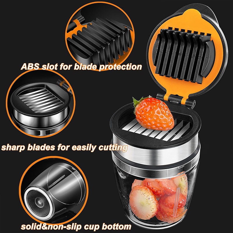 Mini Fruit Slicer & Chopper Stainless Steel Strawberry, Egg, Banana, Grape, Kiwi Cutter Kitchen Gadget