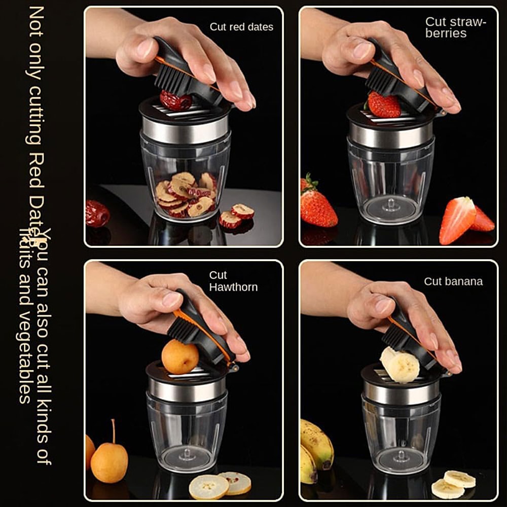Mini Fruit Slicer & Chopper Stainless Steel Strawberry, Egg, Banana, Grape, Kiwi Cutter Kitchen Gadget