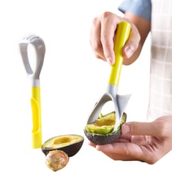avocado slicer and fruit pitter plastic corer, scoop, and masher for easy vegetable and fruit prep