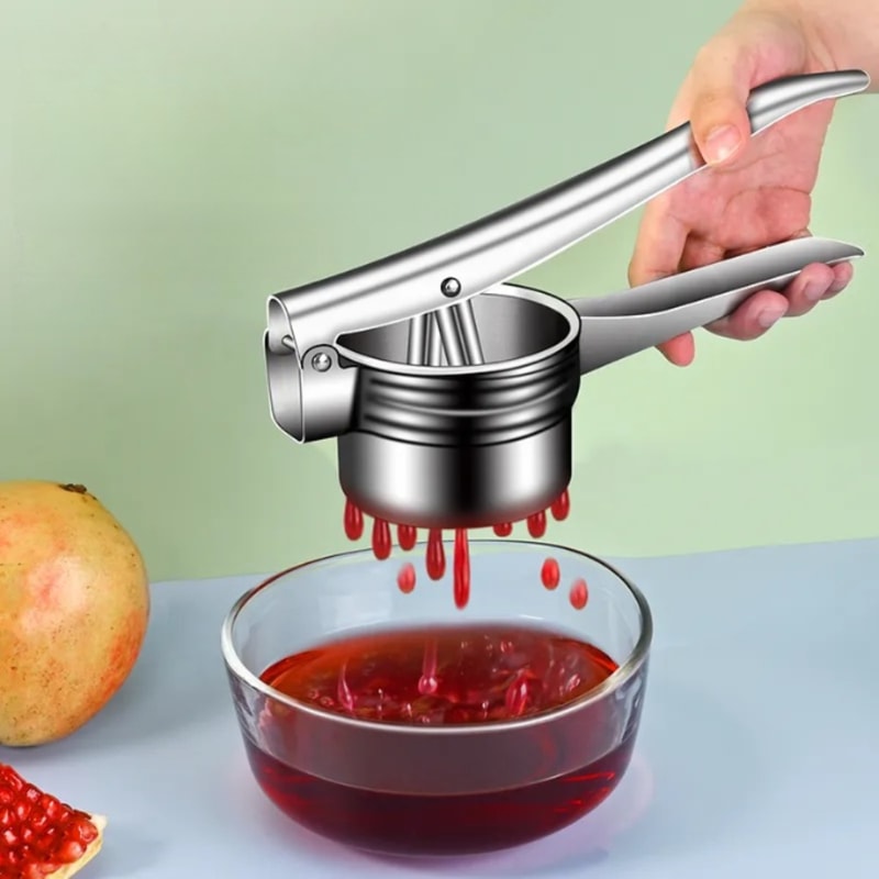 Stainless Steel Masher & Ricer Press for Perfect Mashed Potatoes, Puree, and Fruit Juicing Multi-Use Kitchen Tool