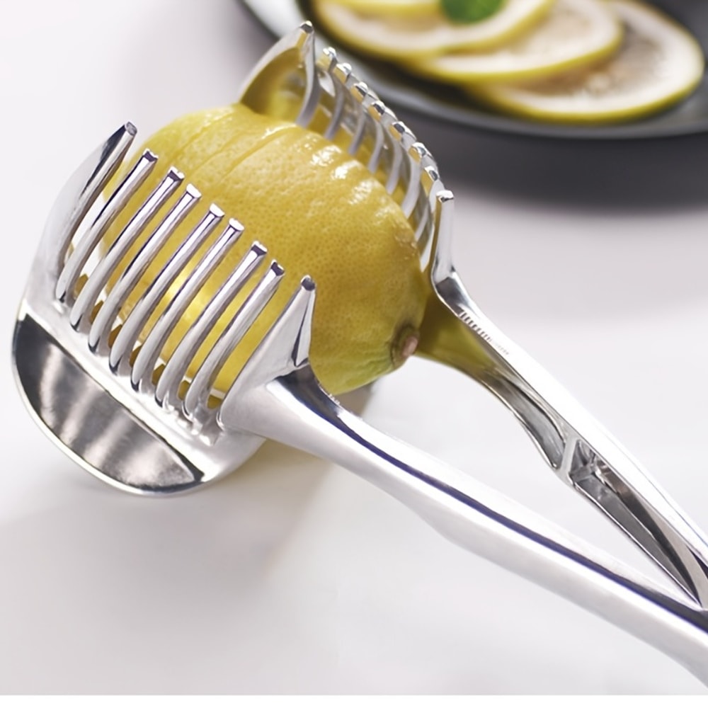 Stainless Steel Handheld Fruit and Vegetable Slicer Lemon, Orange, Tomato, Onion Cutter