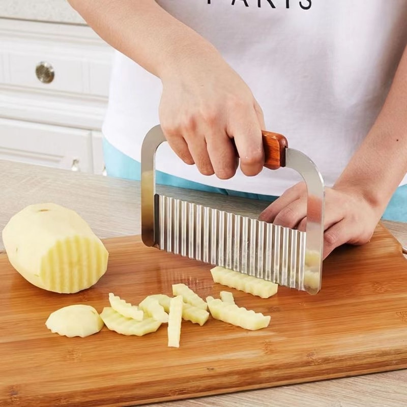 Kitchen Wavy Potato Cutter Stainless Steel Slicer Onion Chips French Fry Maker Vegetable Knife For 1