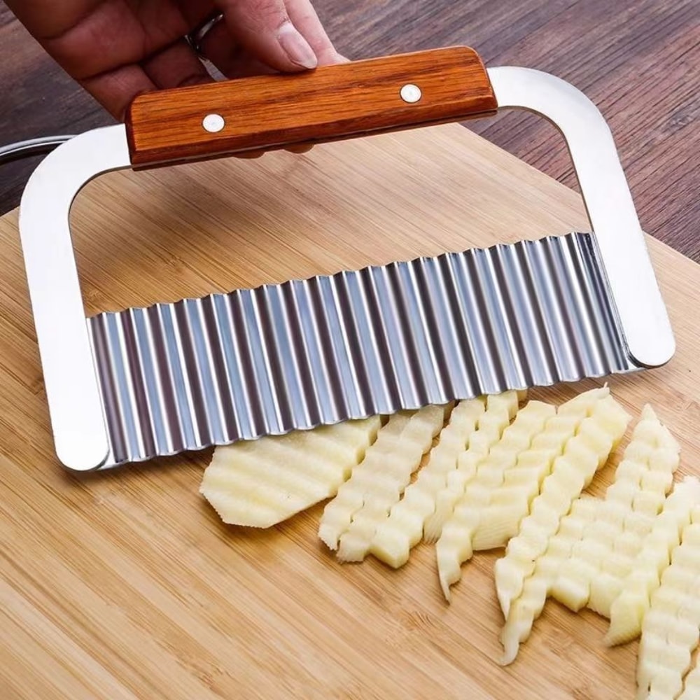 Kitchen Wavy Potato Cutter Stainless Steel Slicer Onion Chips French Fry Maker Vegetable Knife For 2
