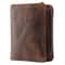 Handmade Crazy Horse Leather Wallet Retro Vertical Zipper Cowhide Wallet for Men