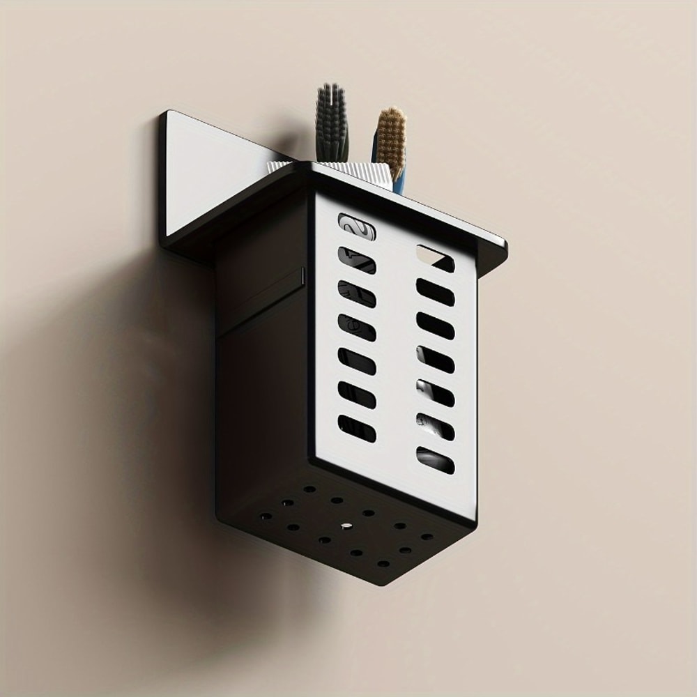 Functional WallMounted Toothbrush And Toothpaste Storage Rack For Bathroom 2