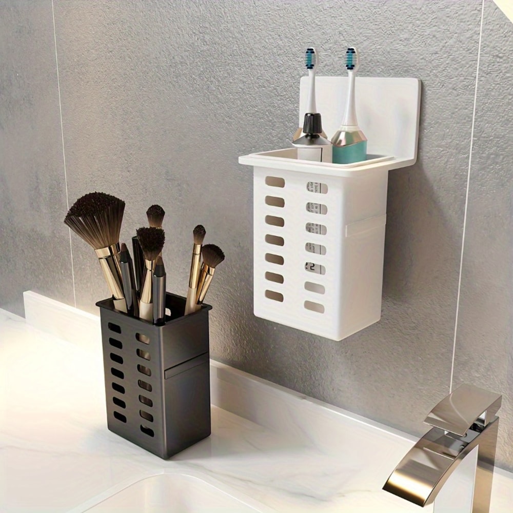 Functional WallMounted Toothbrush And Toothpaste Storage Rack For Bathroom 4