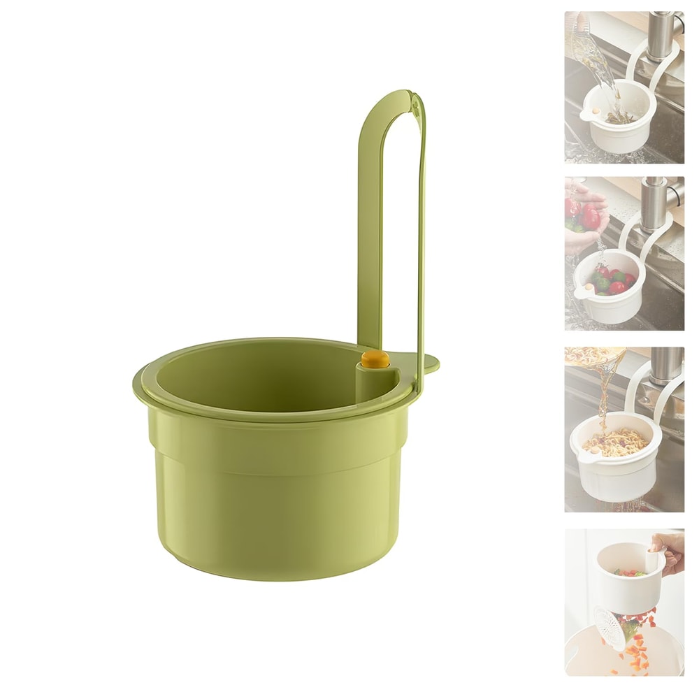 Self-Cleaning Kitchen Sink Strainer Automatic Dumping Waste Catcher & Faucet Hanging Draining Basket