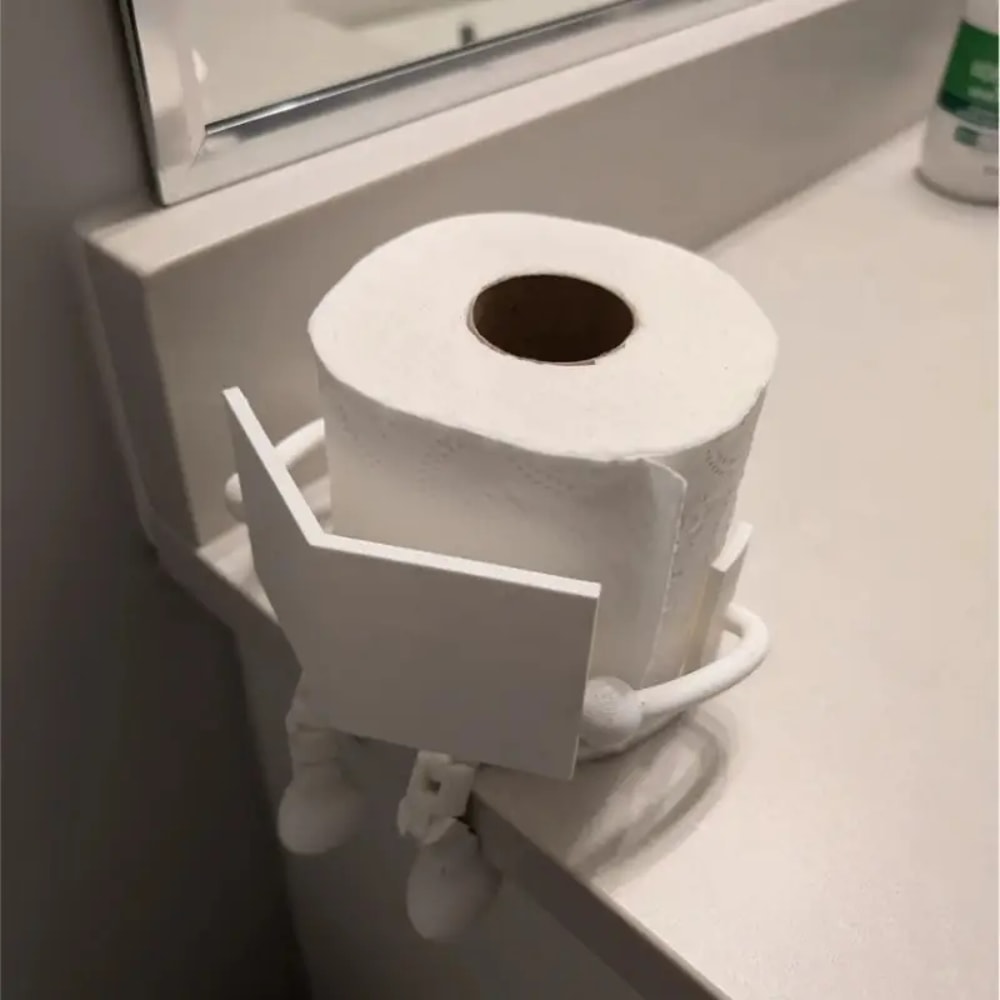 News Reading Scroll Toilet Paper Holder Printed Fun Bathroom Accessory 1
