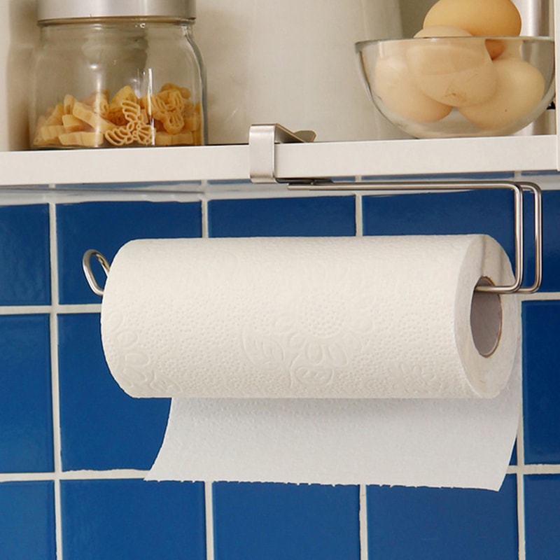 Premium Stainless Steel WallMounted Kitchen Paper Towel Holder NailFree PunchFree Toilet Roll Holde 1