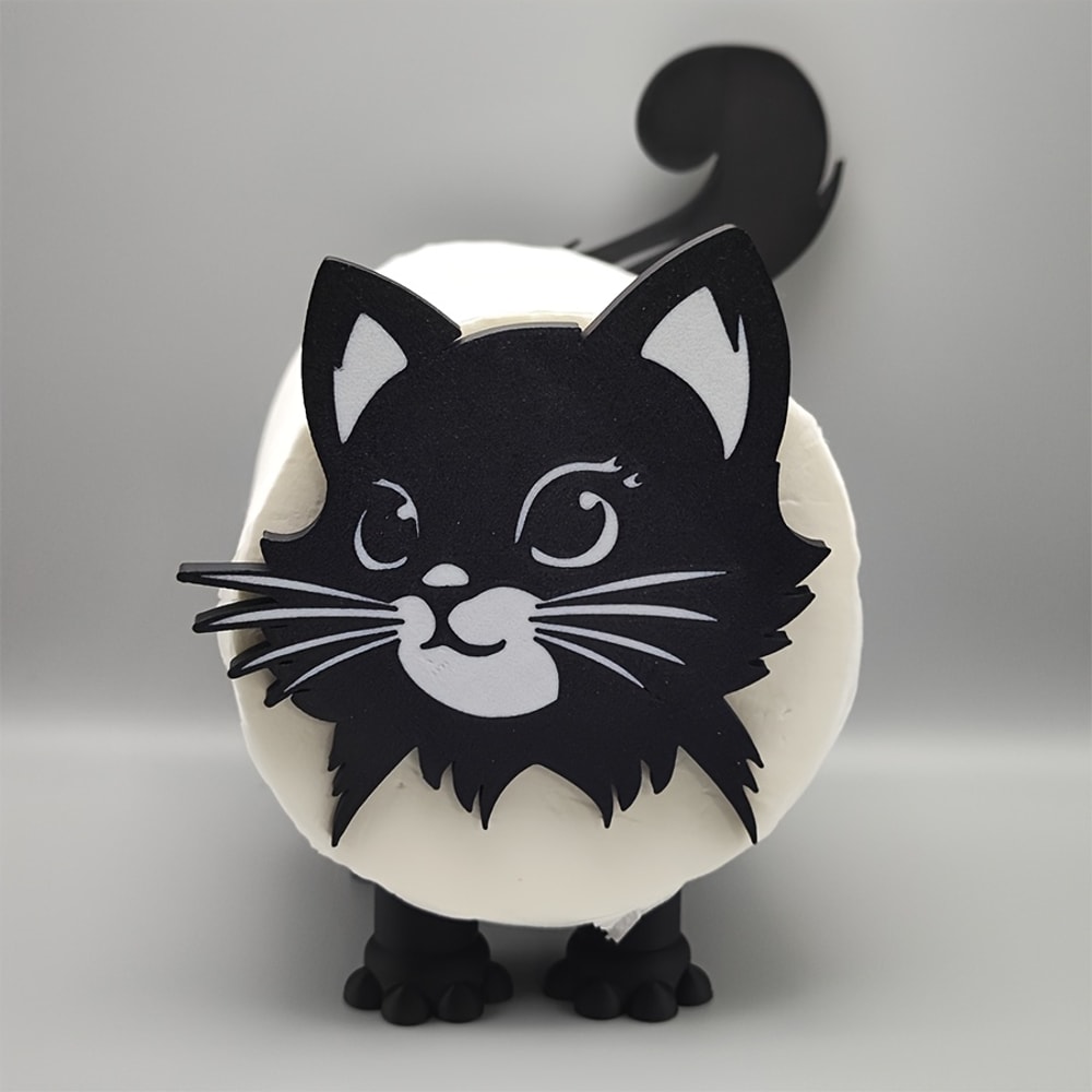 Cute Cat Toilet Paper Holder with Anti-Slip Design for Bathroom Wall Mount Durable PP (Does Not Include Toilet Paper)
