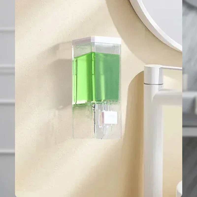 WallMounted Traceless Transparent Soap Dispenser With Manual Press For Bathroom 1