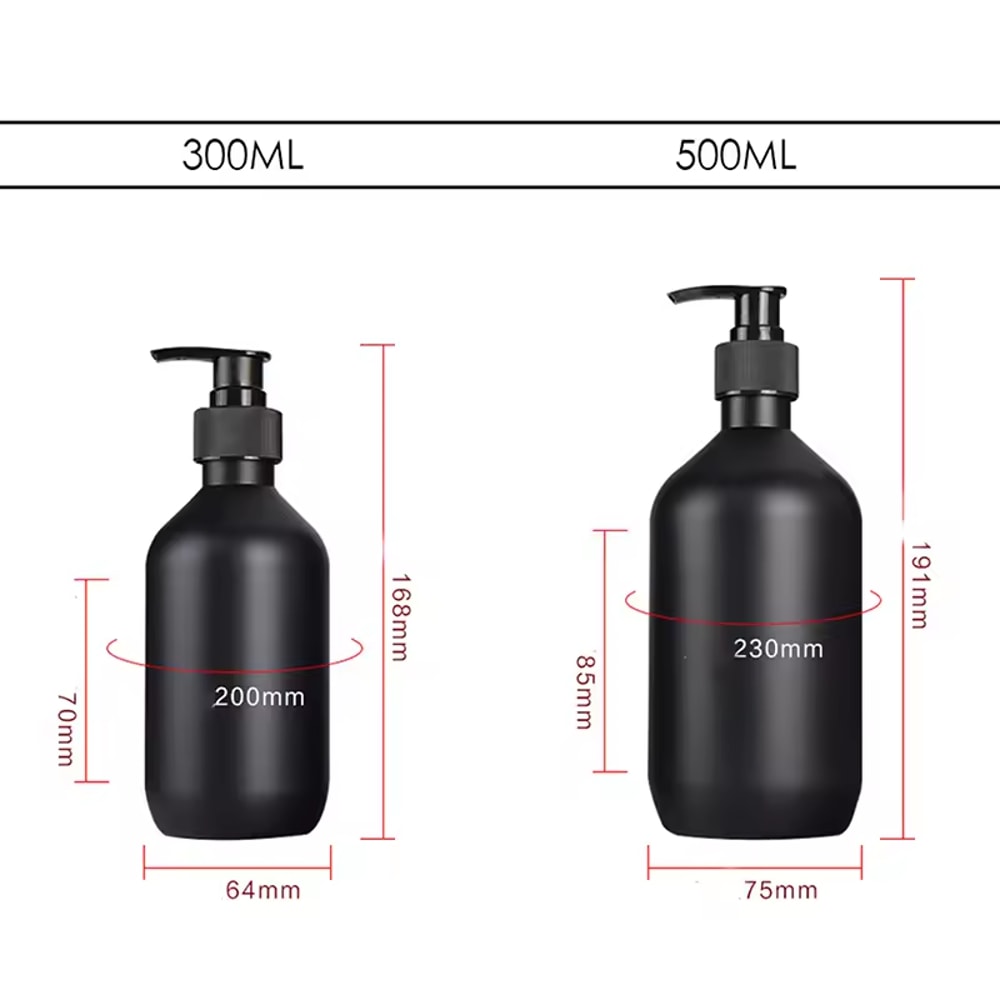 Matte Black Liquid Soap Dispenser Refillable Shampoo Conditioner And Body Lotion Container For Bath 5