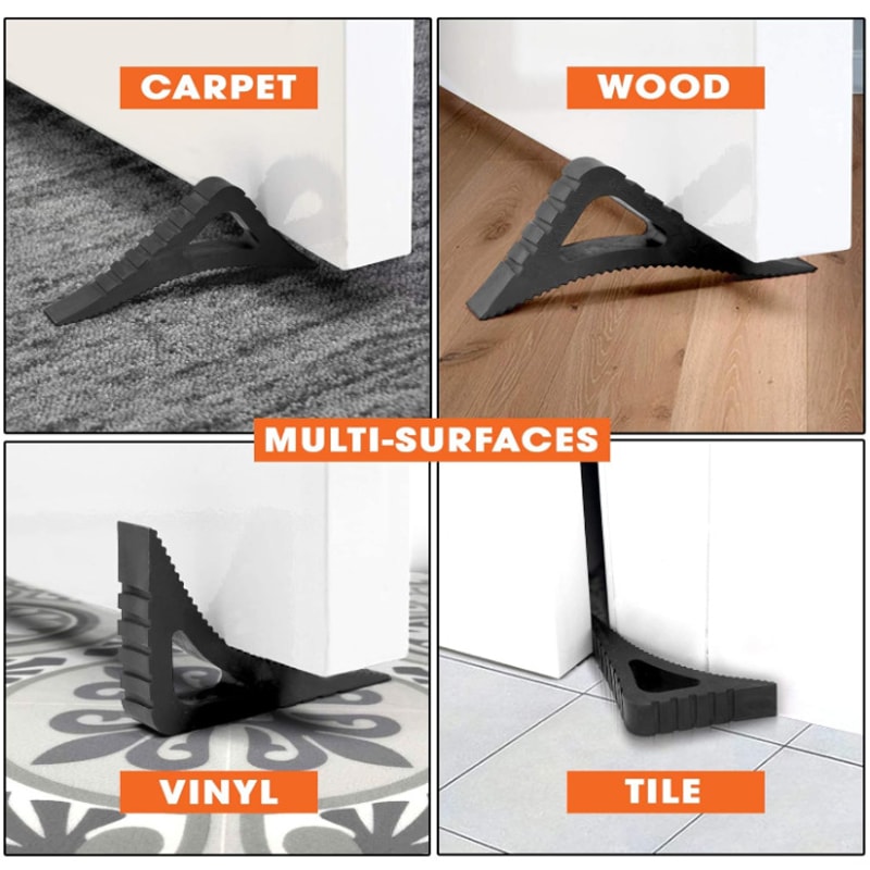Reusable Shock Absorbent Rubber Door Stopper AntiCollision Door Handle Wedge For Home Office 3