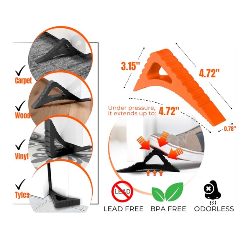 Reusable Shock Absorbent Rubber Door Stopper AntiCollision Door Handle Wedge For Home Office 4