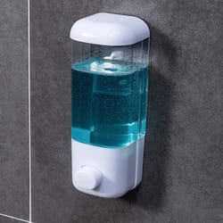 wall-mounted soap dispenser for bathroom convenient shampoo, lotion, & shower container holder, no drilling.