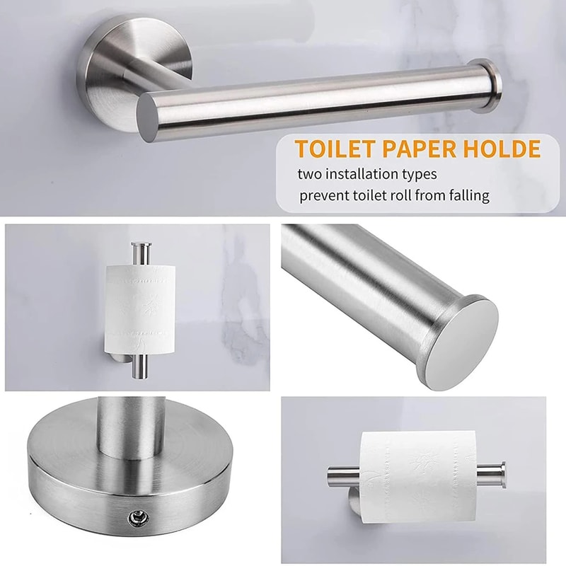 Stainless Steel Wall-Mount Toilet Paper Holder Modern Tissue Roll Dispenser for Bathroom Storage