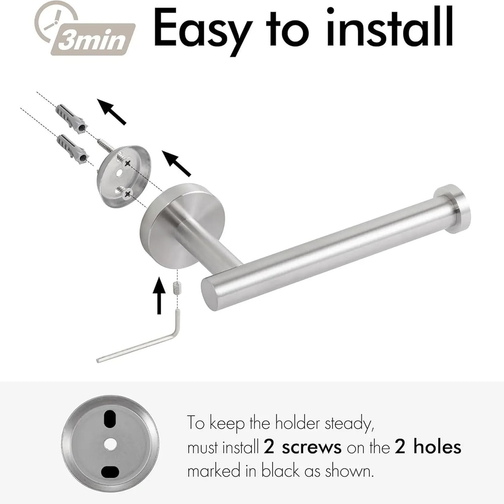 Stainless Steel Wall-Mount Toilet Paper Holder Modern Tissue Roll Dispenser for Bathroom Storage